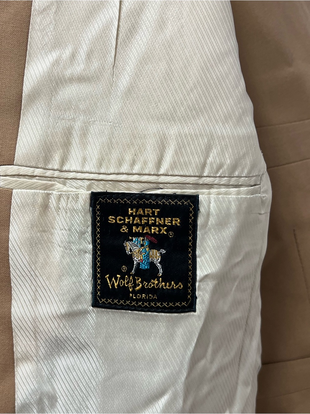 Hart Schaffner Marx Vintage Men's 44R Blazer 39x30 Pants Vest Tan 3-Piece Suit - Picture 8 of 11